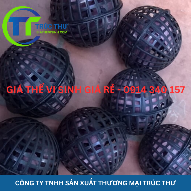 Giá thể vi sinh dạng cầu, Đệm vi sinh dạng cầu, quả cầu vi sinh, Quả cầu nhựa vi sinh, giá thể vi sinh dạng cầu ghép D100