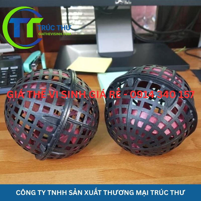 Giá thể vi sinh dạng cầu, Đệm vi sinh dạng cầu, quả cầu vi sinh, Quả cầu nhựa vi sinh, giá thể vi sinh dạng cầu ghép D100