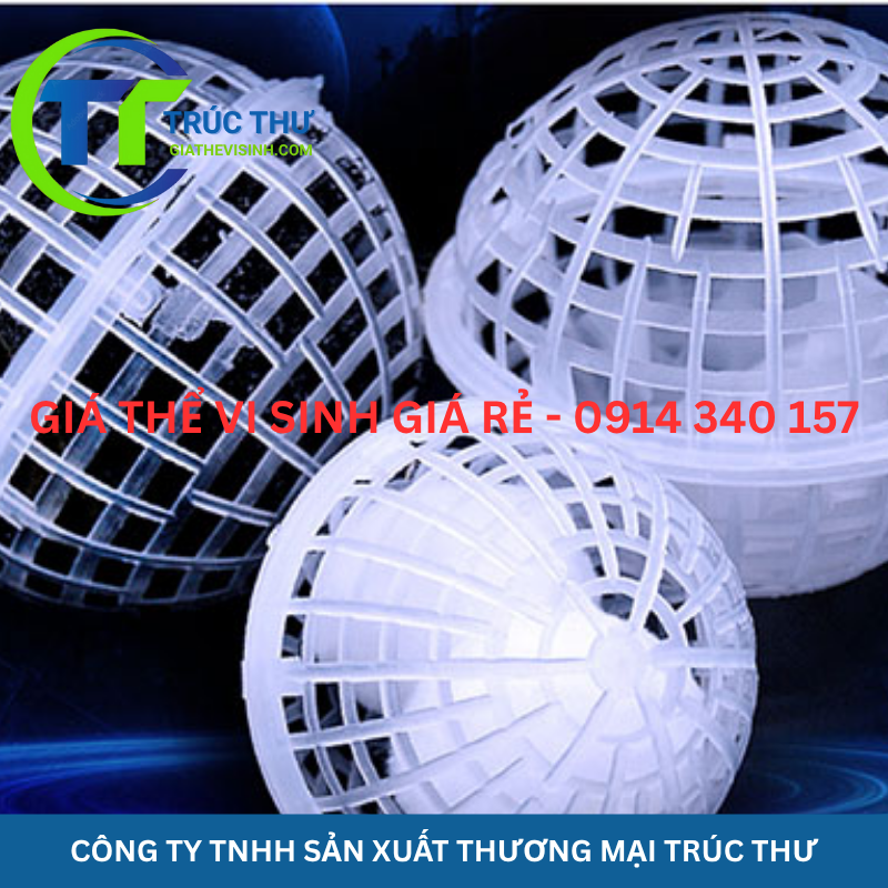 Giá thể vi sinh dạng cầu, Đệm vi sinh dạng cầu, quả cầu vi sinh, Quả cầu nhựa vi sinh, giá thể vi sinh dạng cầu ghép D100
