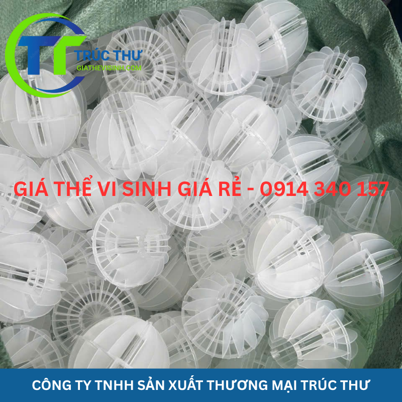 Giá thể vi sinh dạng cầu, Đệm vi sinh dạng cầu, quả cầu vi sinh, Quả cầu nhựa vi sinh, giá thể vi sinh dạng cầu D100 16 cánh