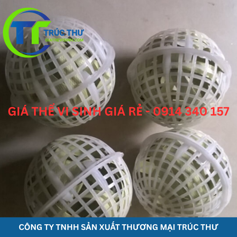 Giá thể vi sinh dạng cầu màu trắng, chất liệu PP